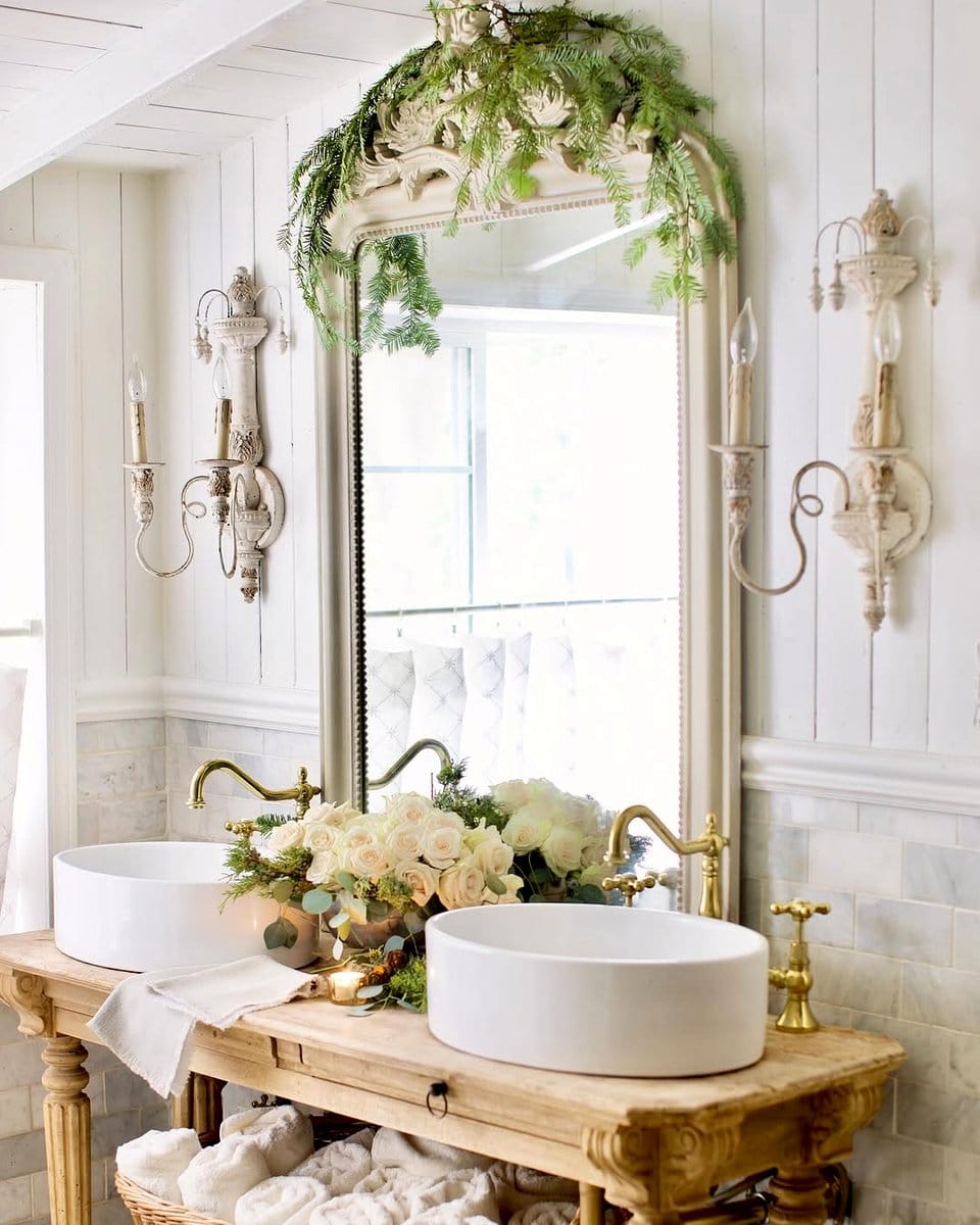 bathtub with seasonal flowers