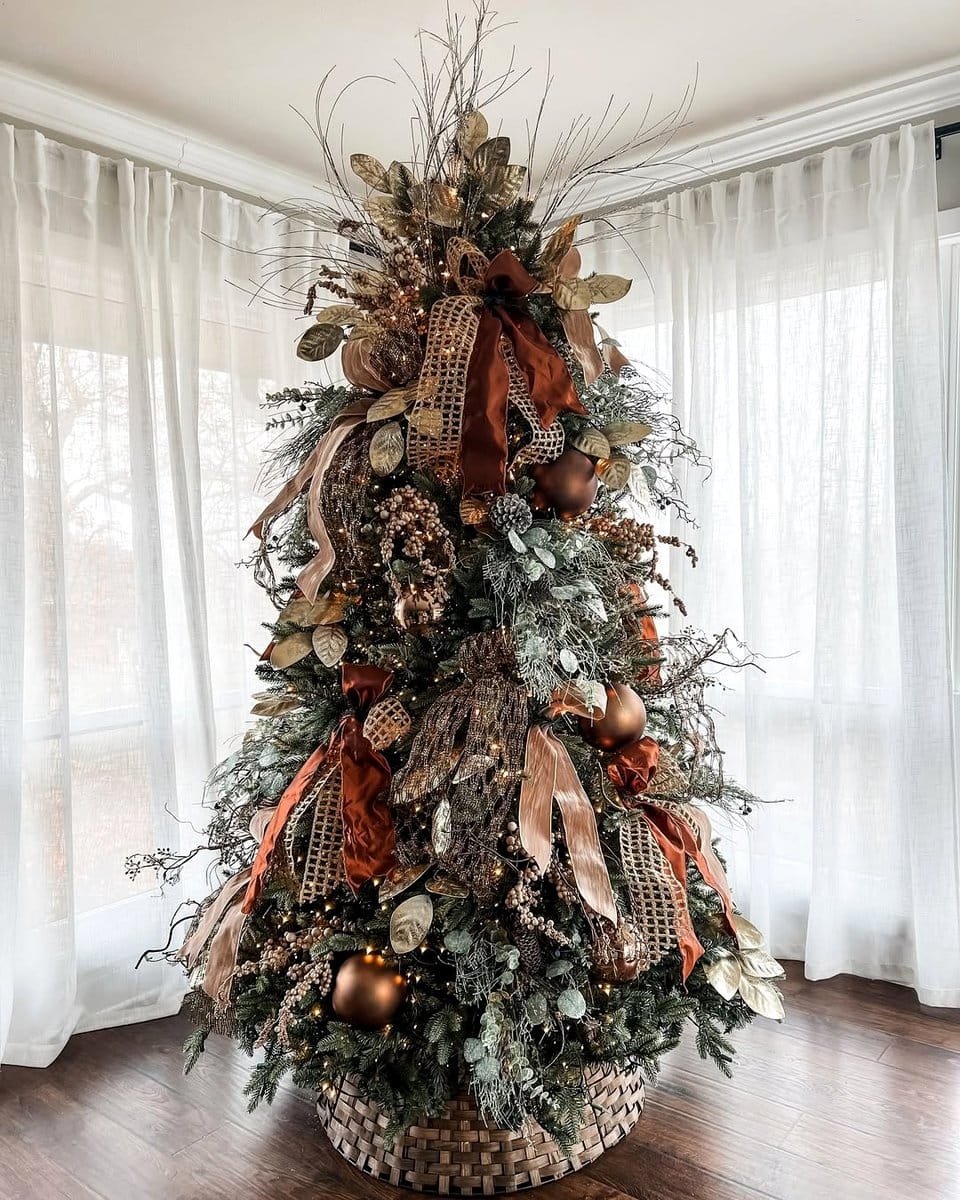 driftwood with pinecones and seasonal decor