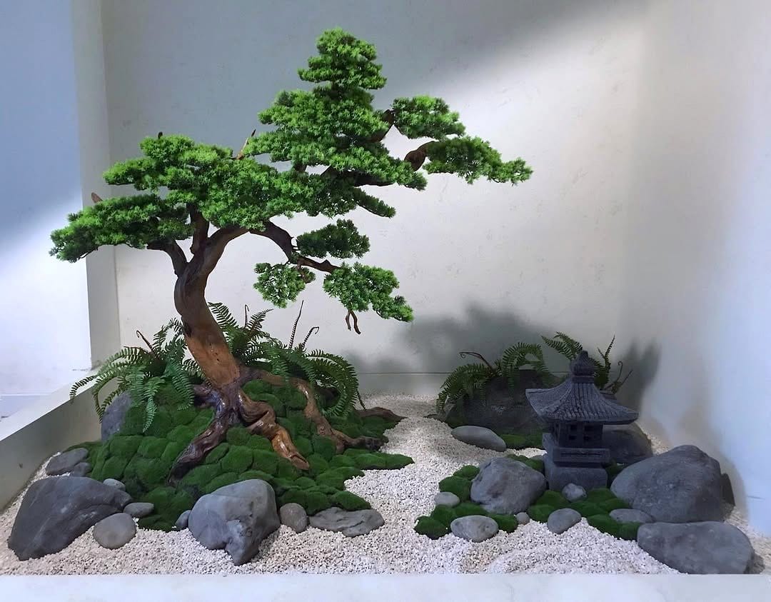 zen garden bonsai setup