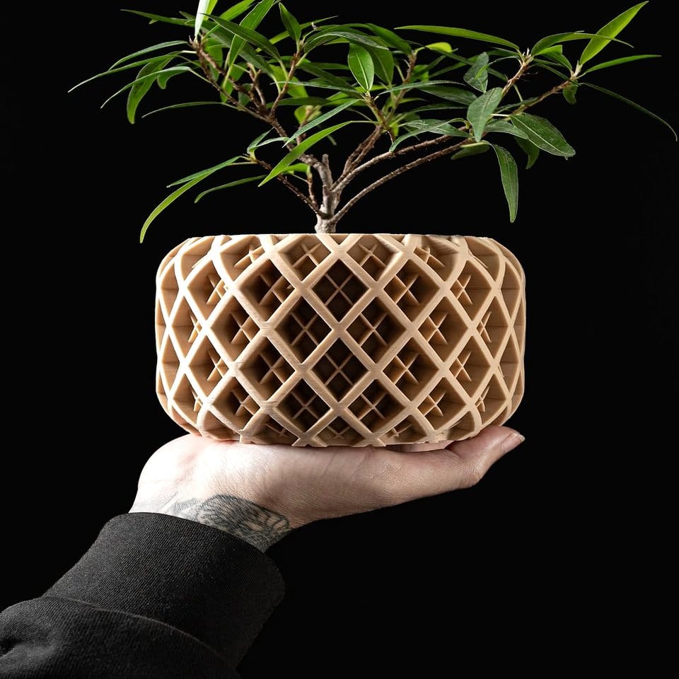 Retro futuristic geometric plant pots