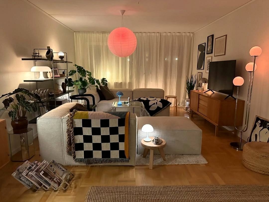 layered lighting in living room