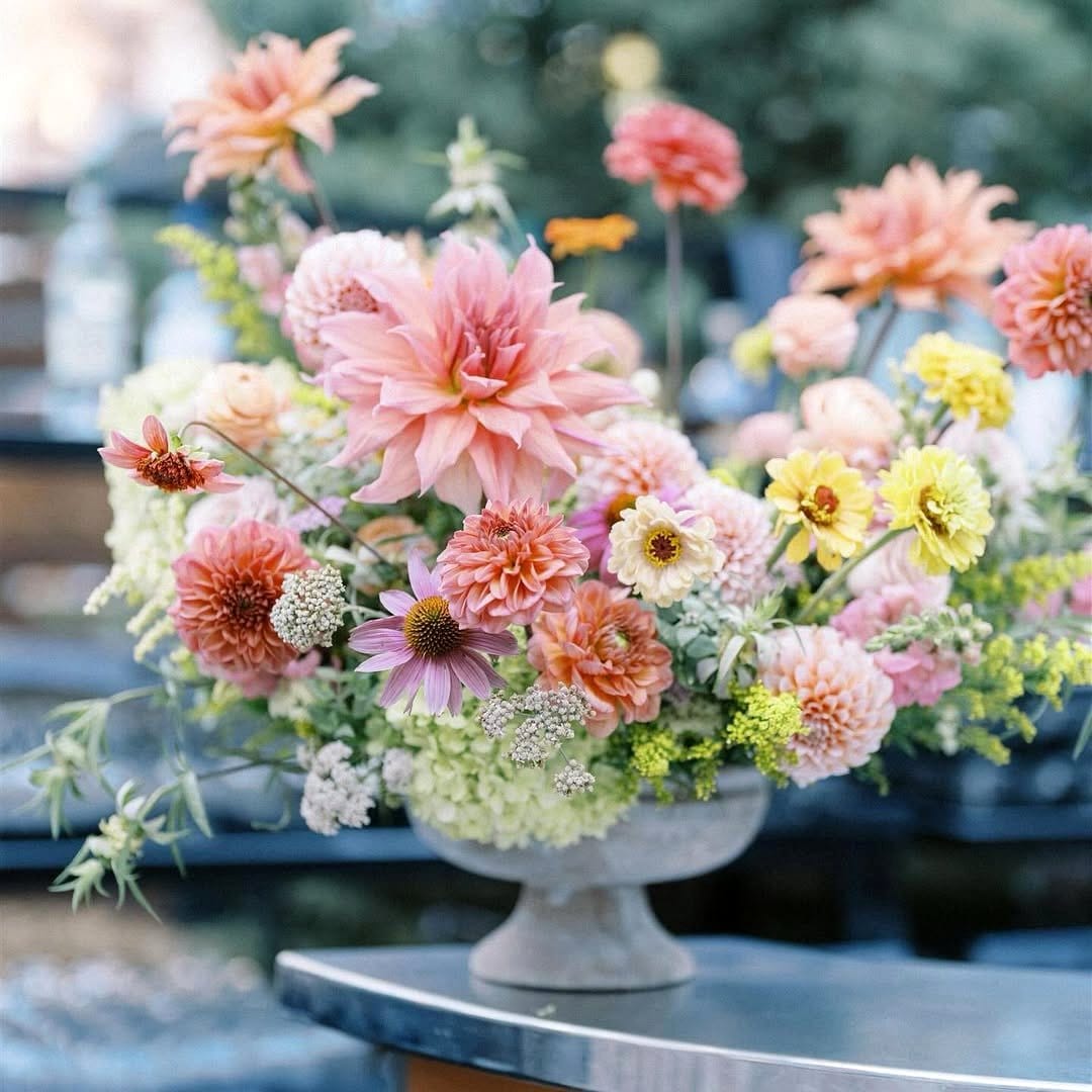 Elegant centerpiece with alpine wildflowers
