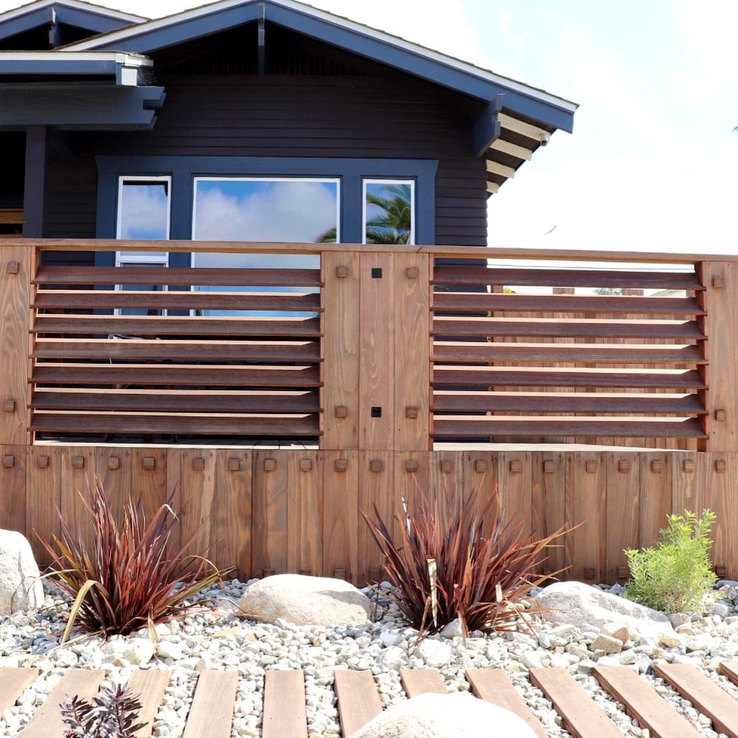 modern wooden slat fence