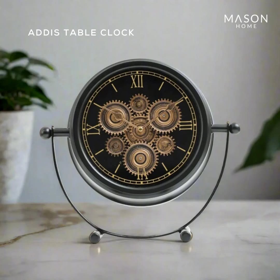 Industrial-style metal plant hanger with gears