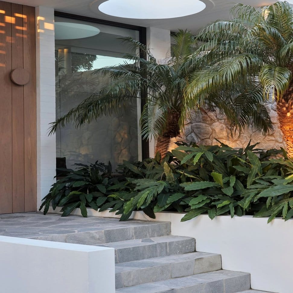 Patio decor with lava rock elements