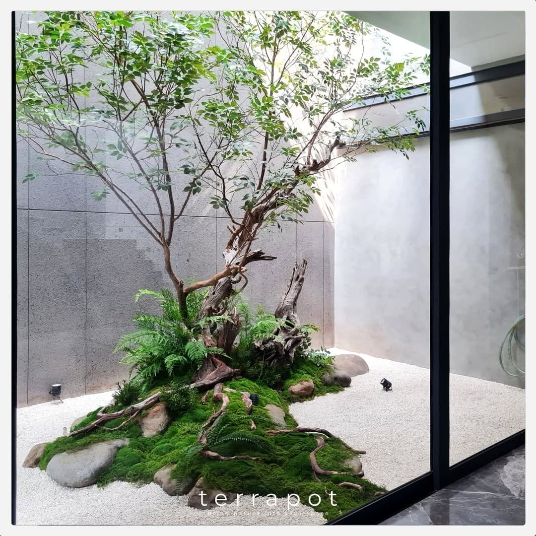 Entryway arrangement with Siberian Fur and moss