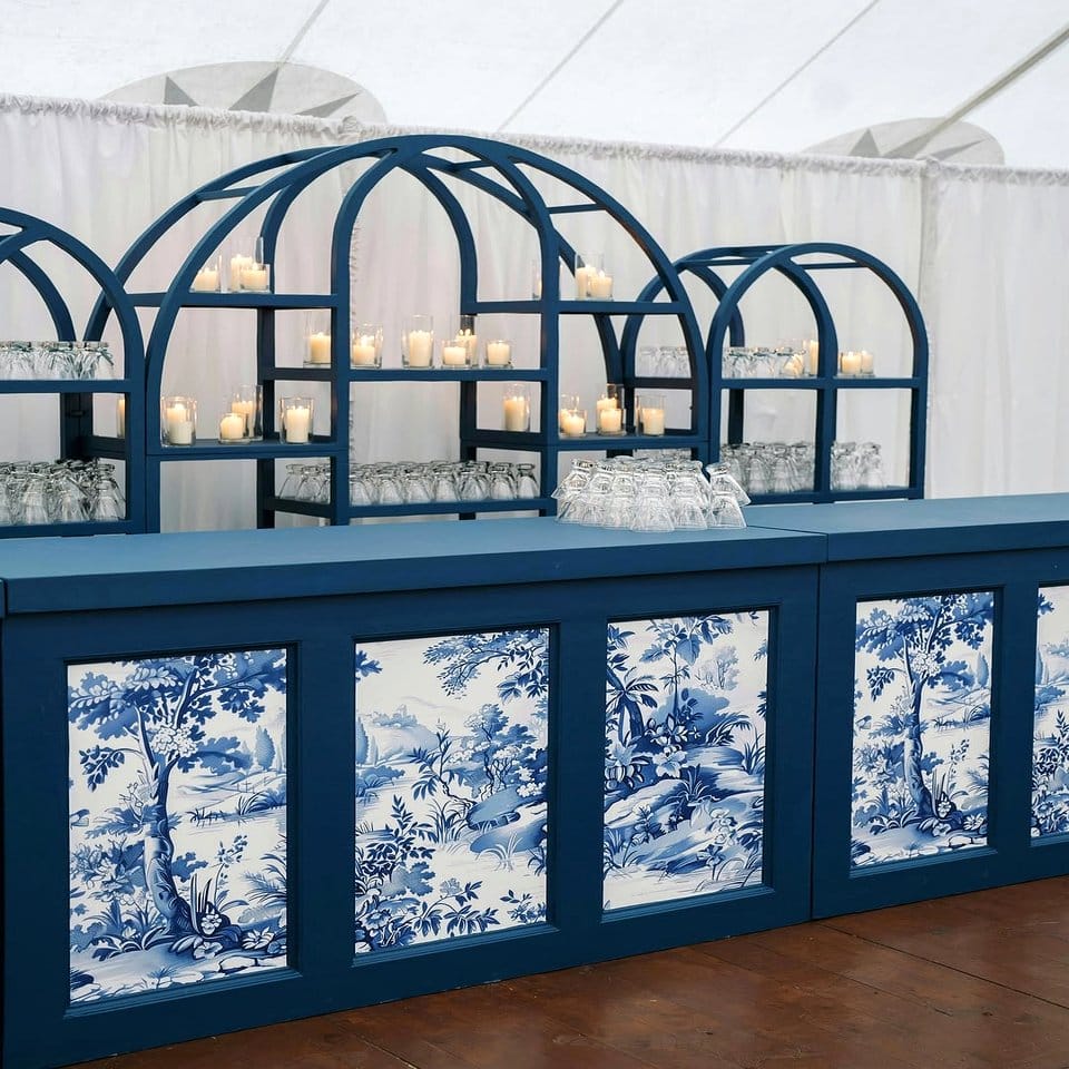 Dining table with velvet ribbon plant runner