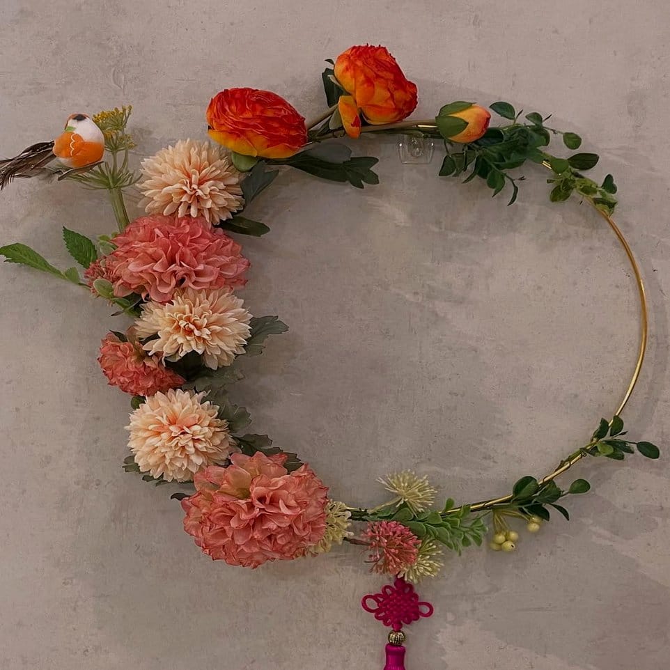 Handmade cherry blossom petal wreath