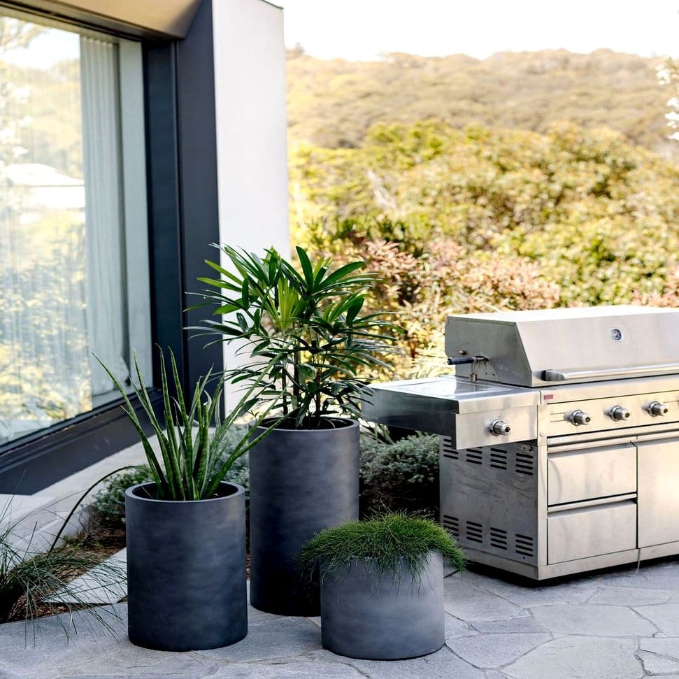 Grayscale geometric plant pots