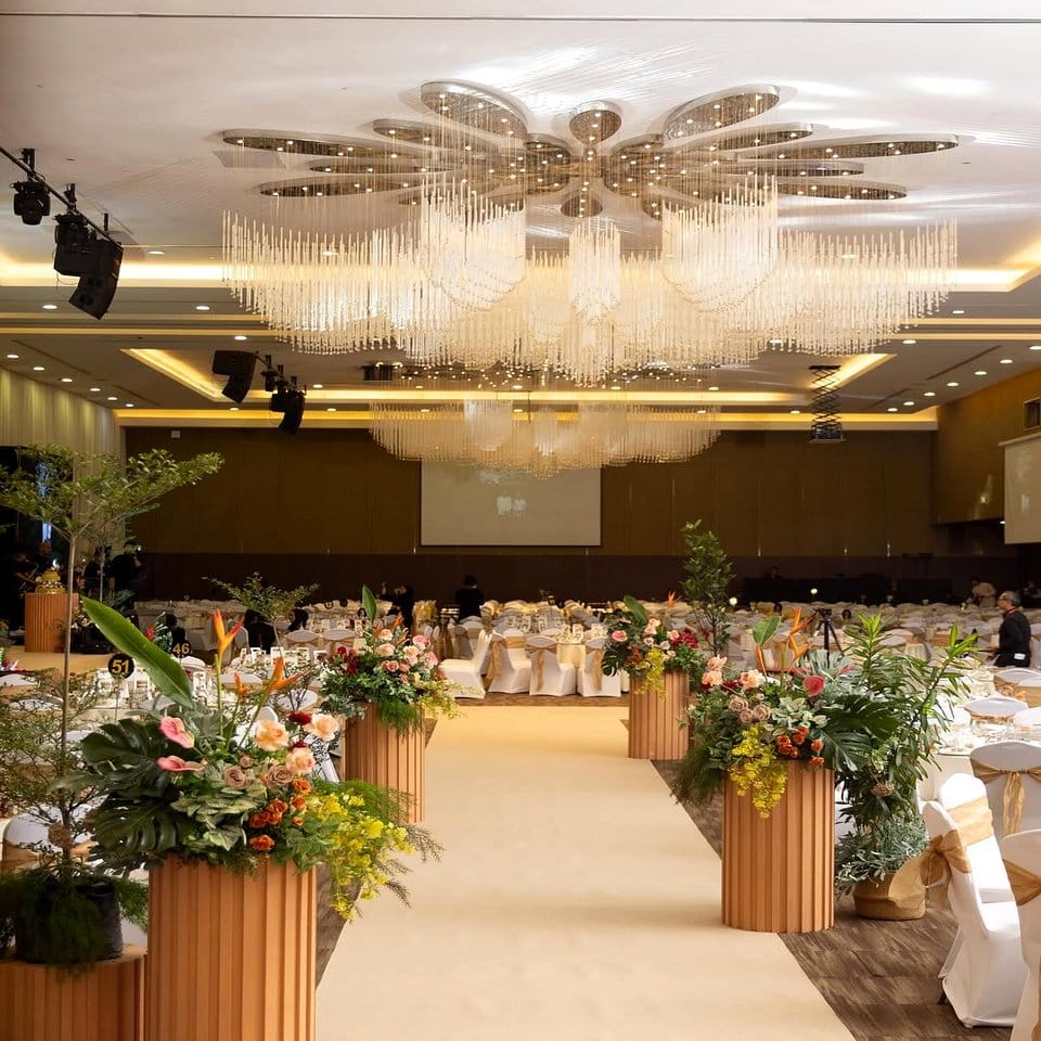 Enchanting garden tunnel using Javanese Batik fabric