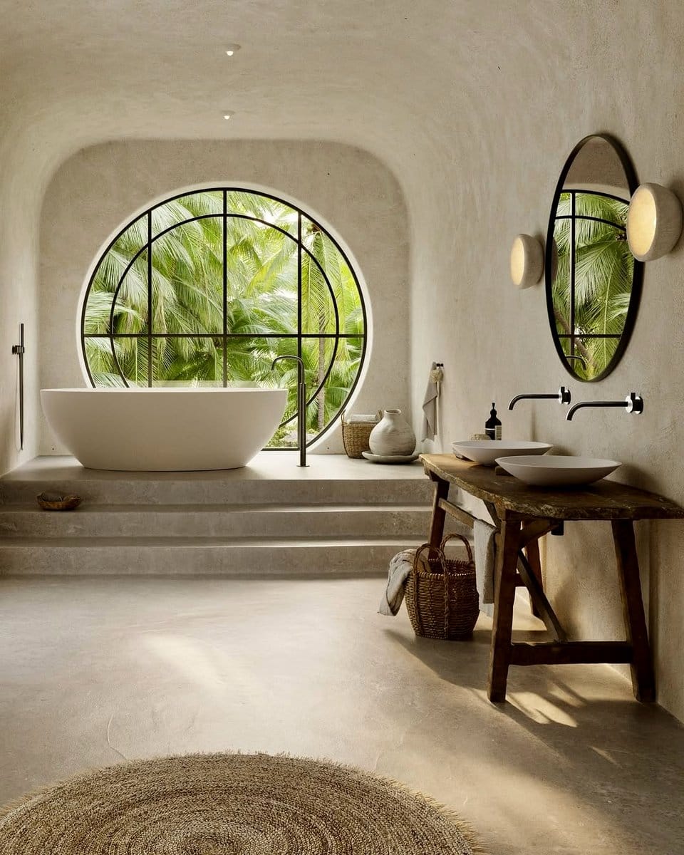 Simple minimalist bathroom with a walk-in shower