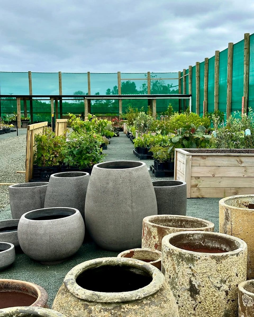 concrete pot on patio