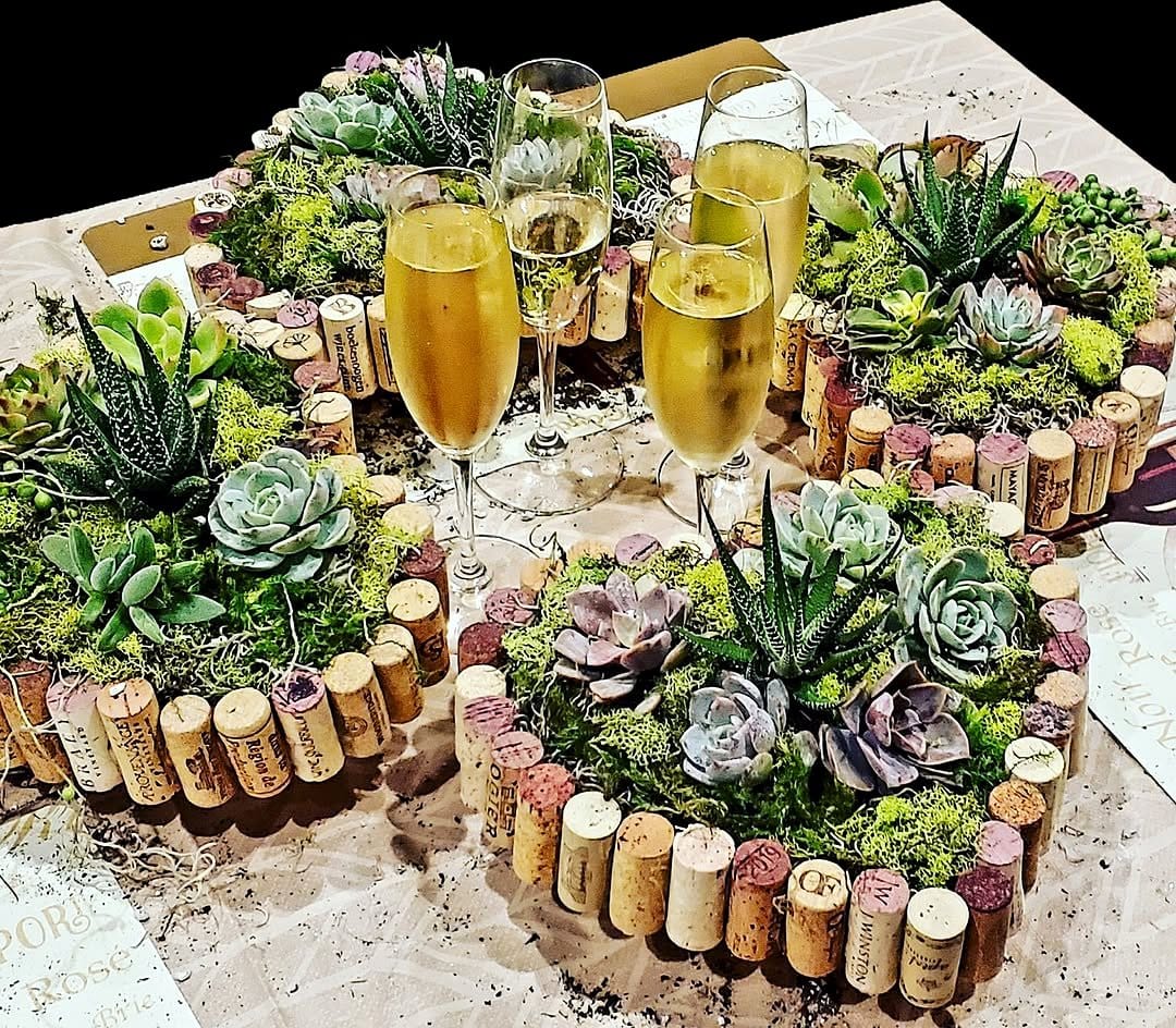 mini cork planters with succulents