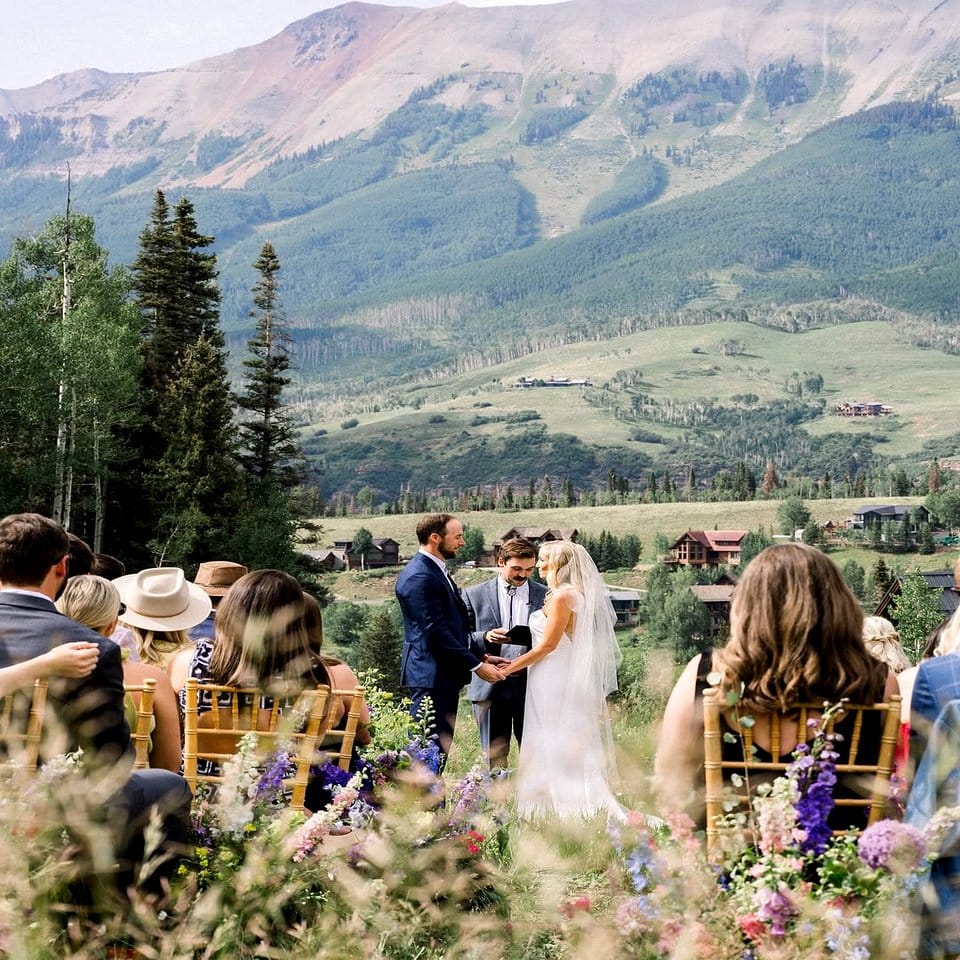 Rustic bouquet with alpine wildflowers