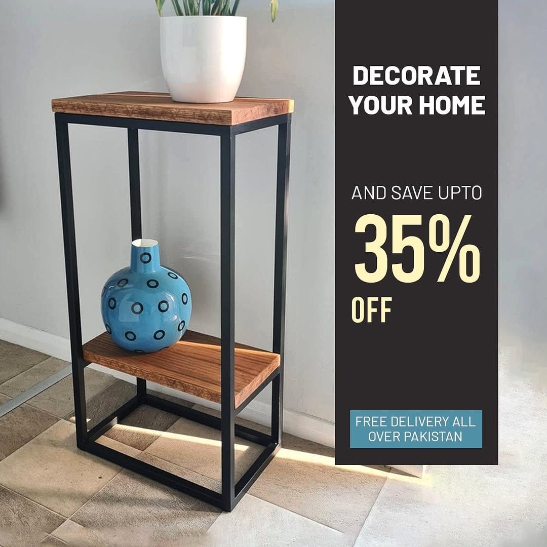 log plant stand with greenery