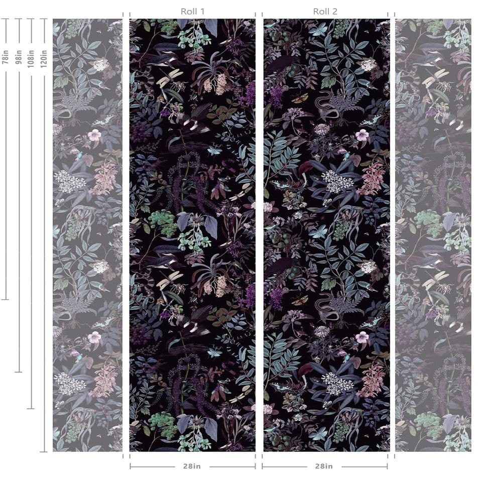 Wallpaper with plant and tattoo patterns