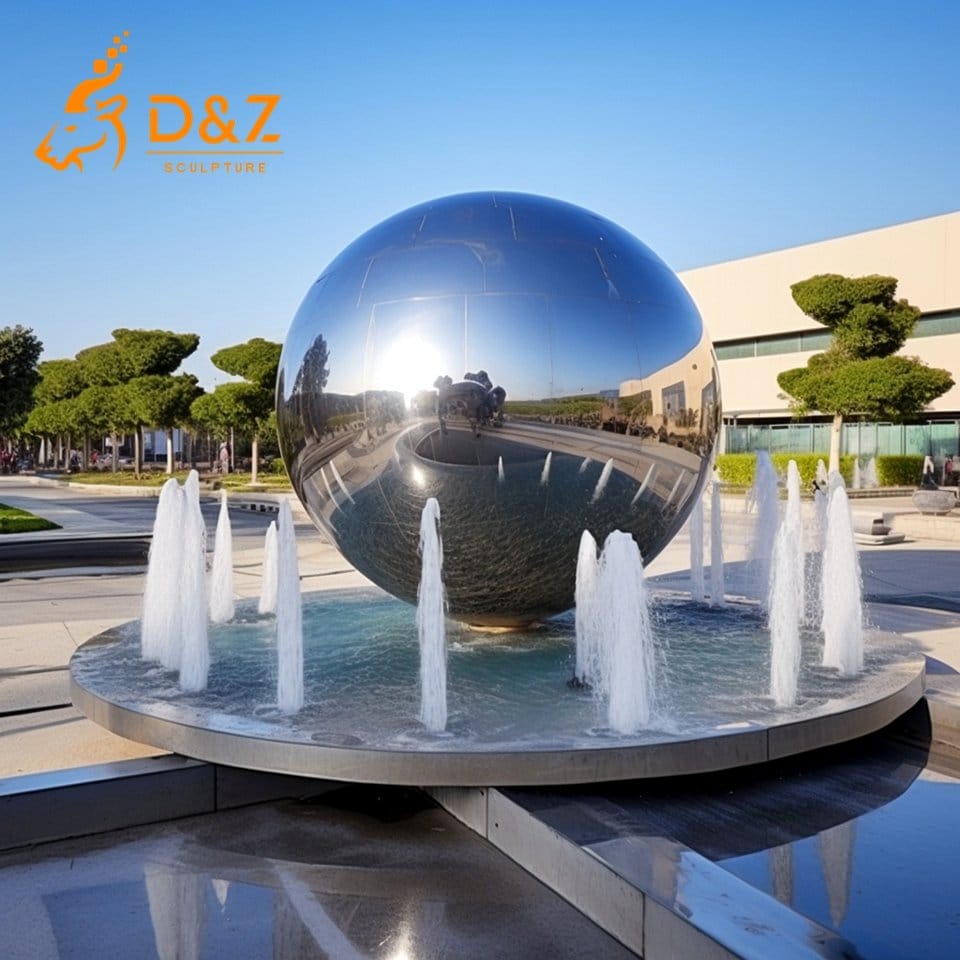 stainless steel sphere water feature
