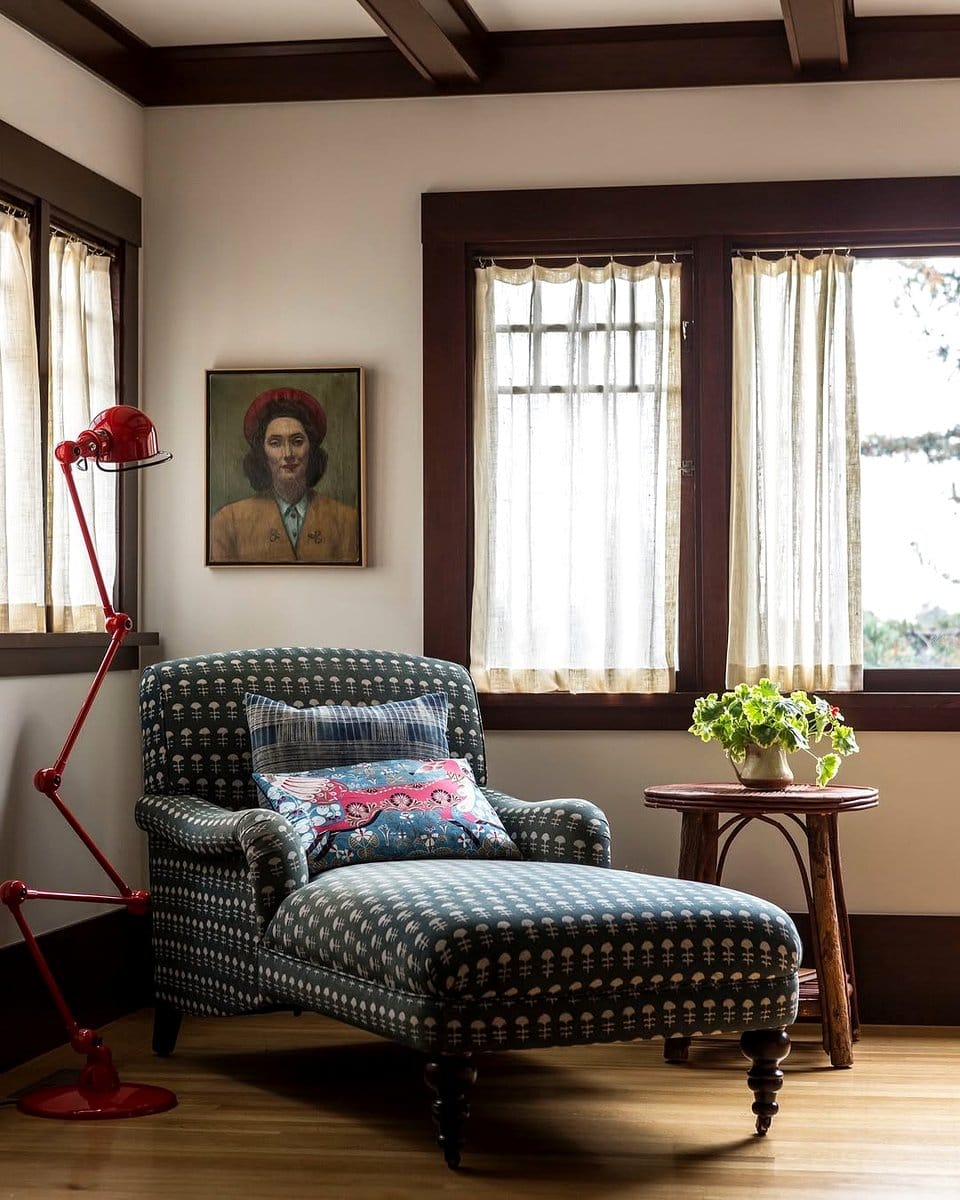 layered ceiling and floor lamps