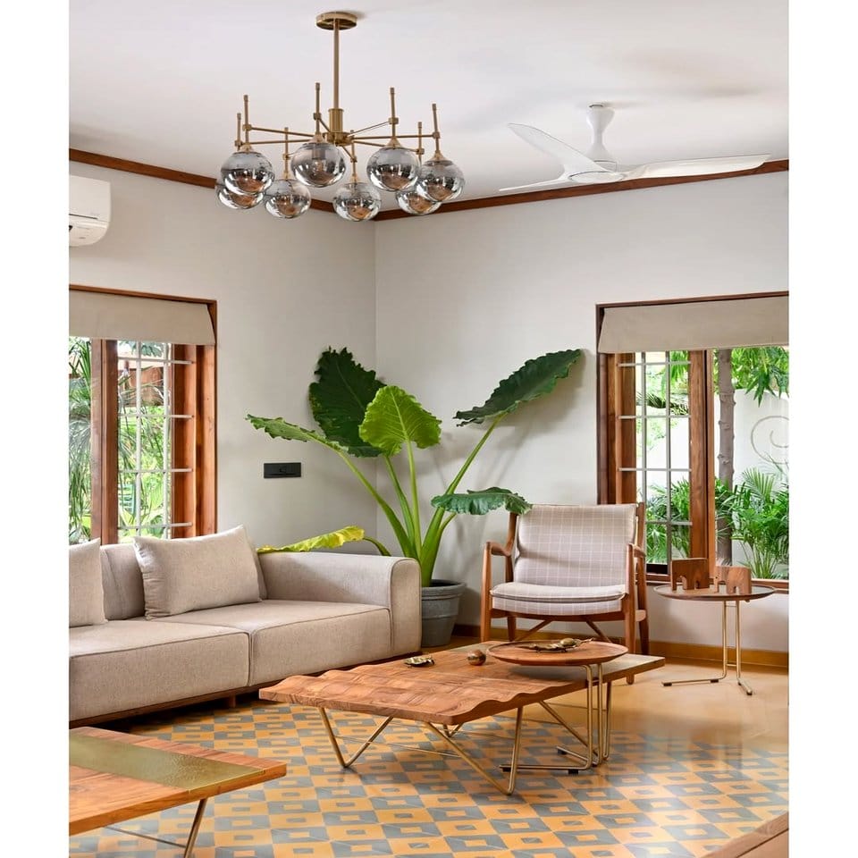 Unique teak wood bohemian plant chandelier