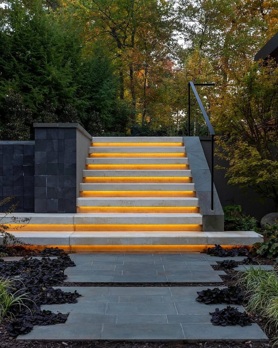 LED step lights on terrace