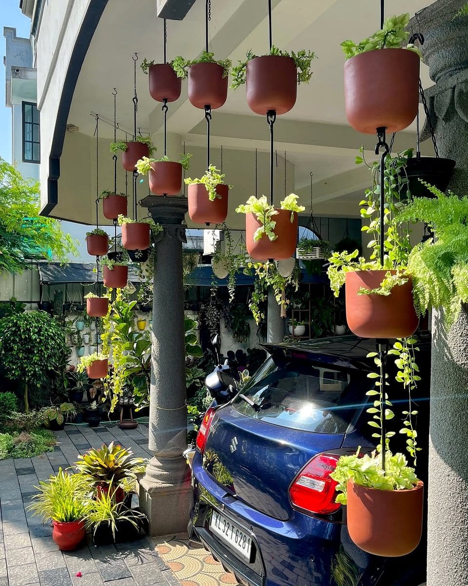hanging herb spiral garden