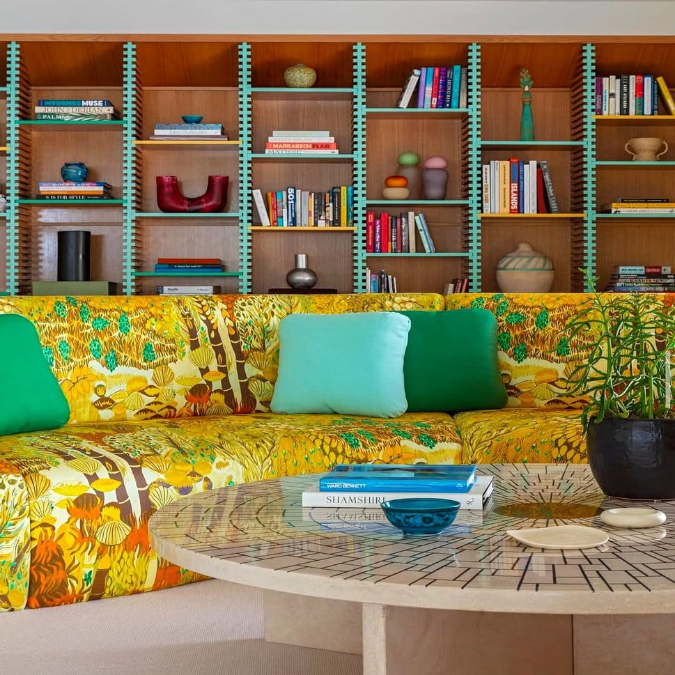 Eclectic room with culturally diverse decor elements and Thai silk