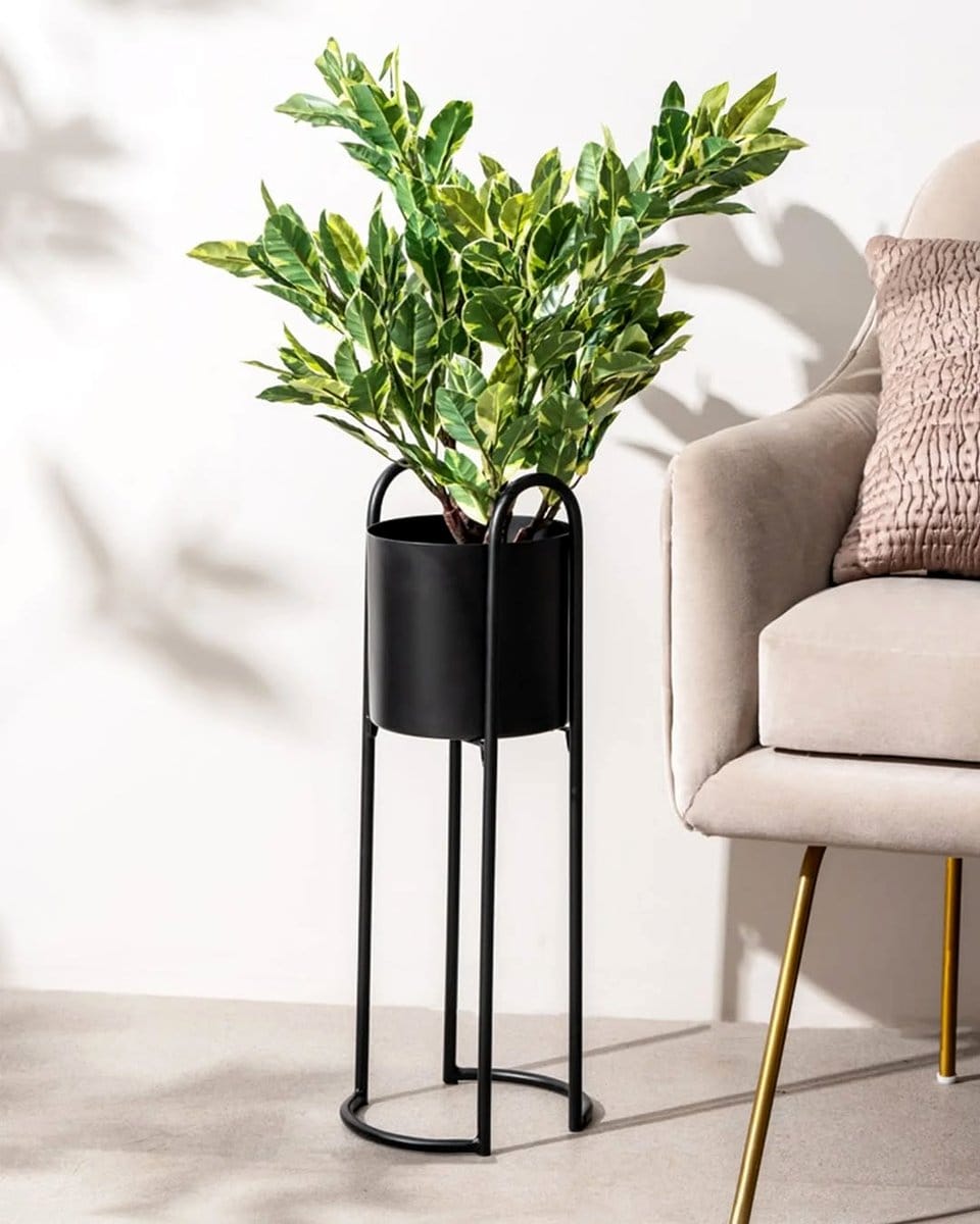 Velvet-textured planters and cushions
