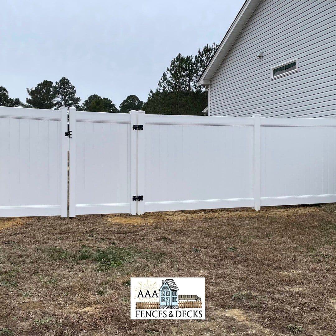 white PVC backyard fence