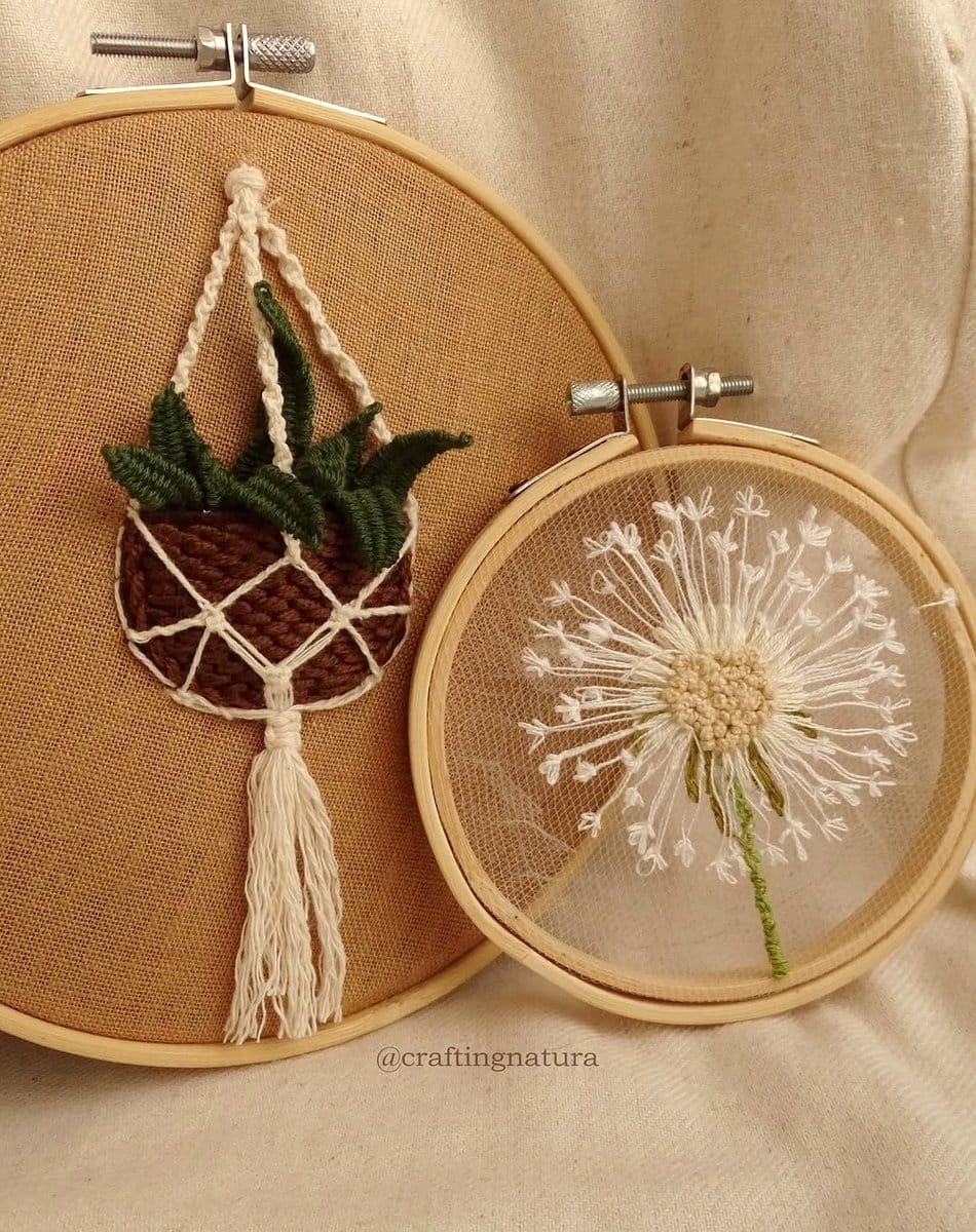botanical earrings hanging