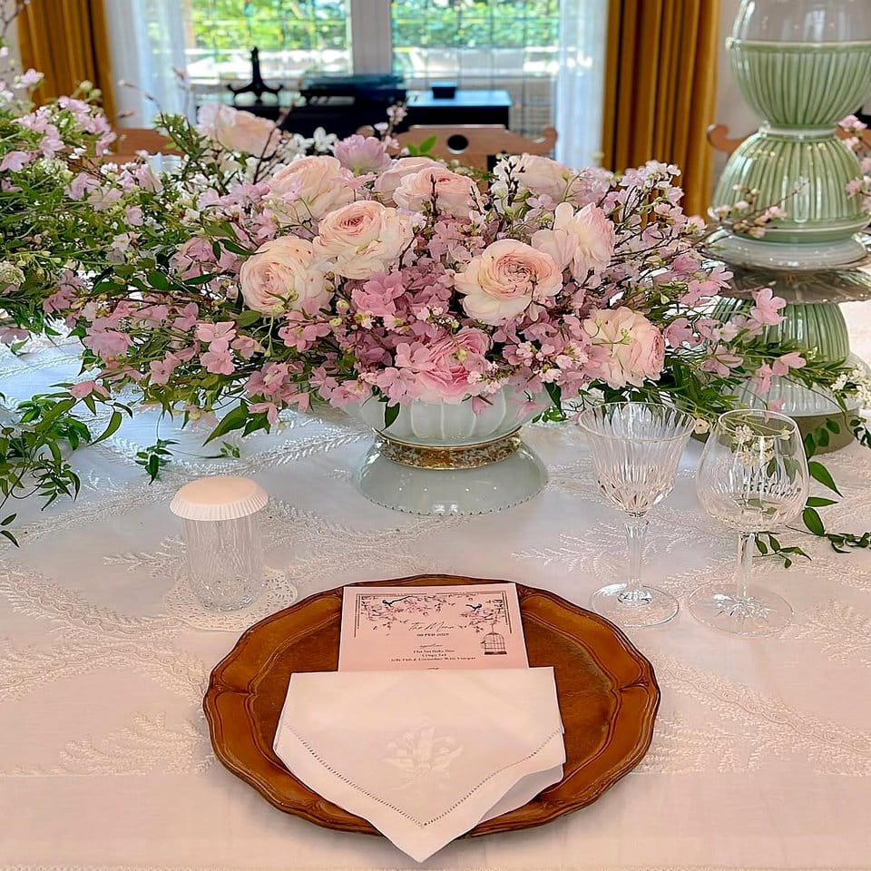Elegant cherry blossom petal tablecloth