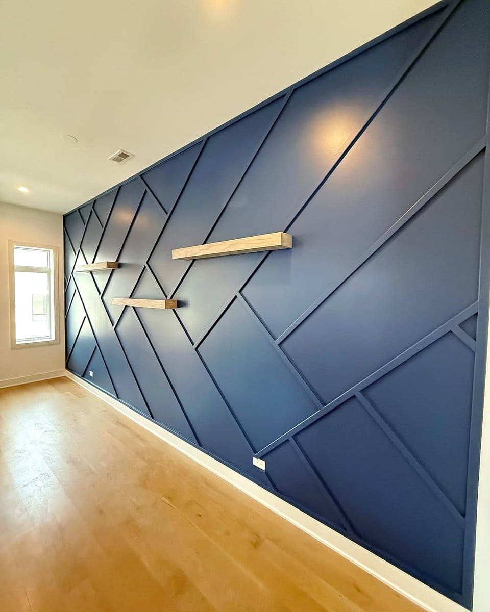 bold navy blue accent wall