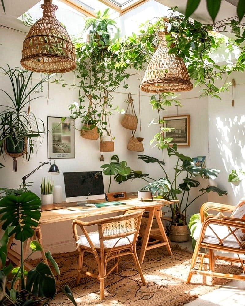 Elegant bohemian plant stand with fabric