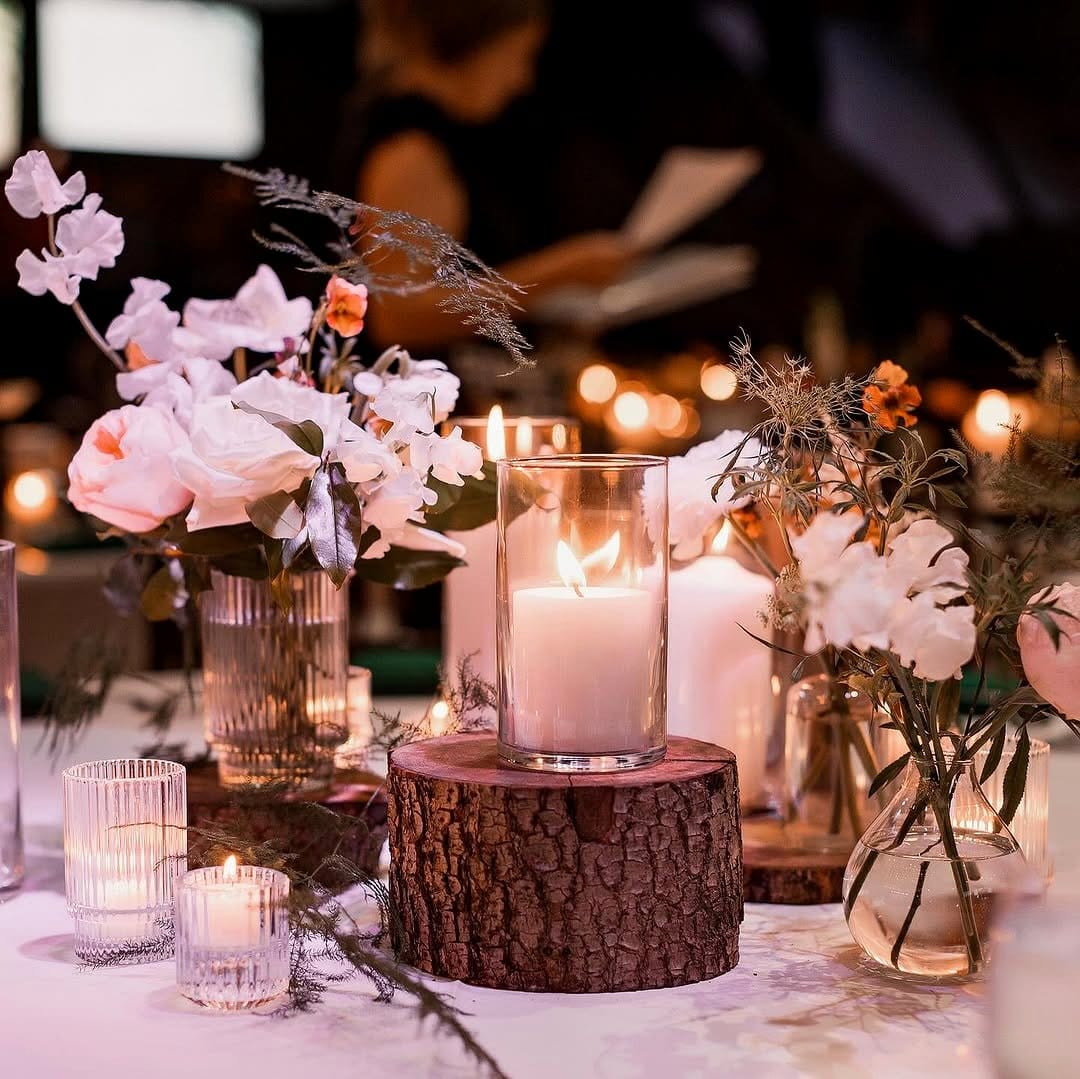 Decorative candle holders with wildflower motifs