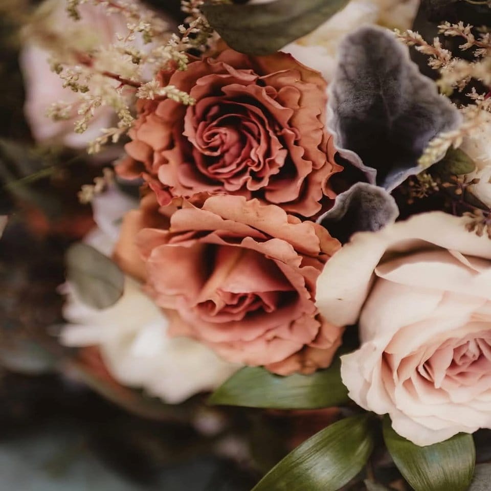 Colorful twig and flower bouquet