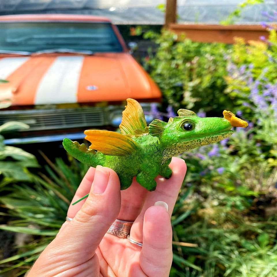 Miniature fairy garden with wildflowers
