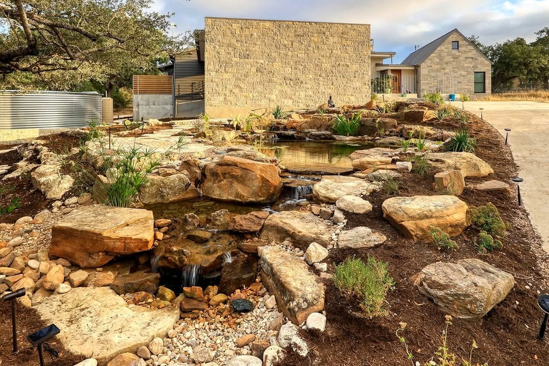 small water feature in garden