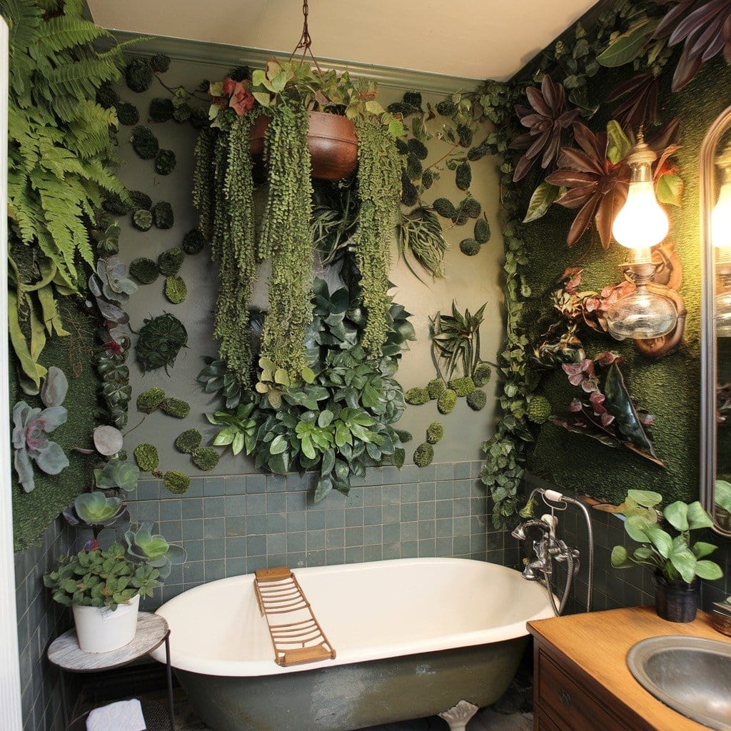 Monstera in bathroom