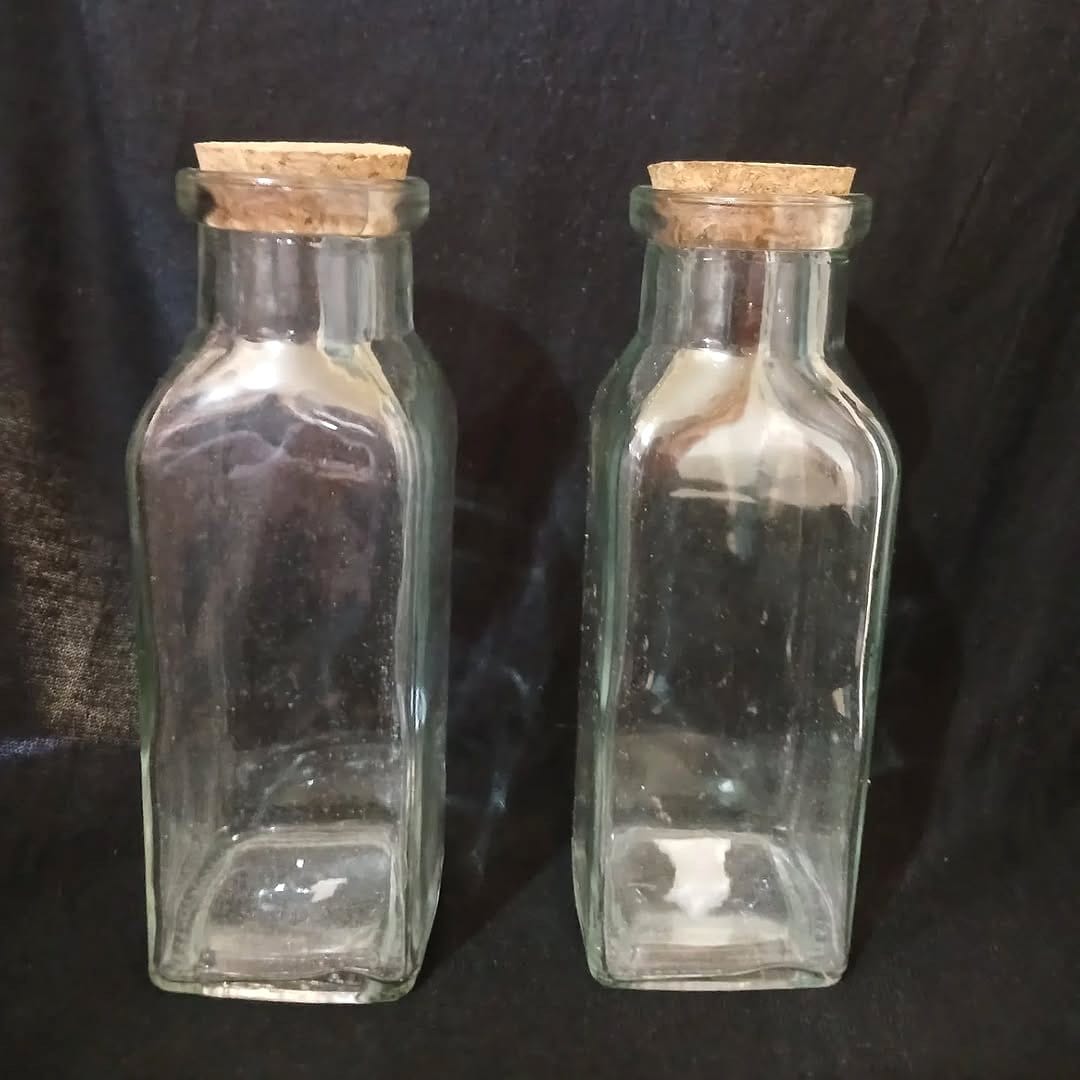 clear glass storage jars with cork lids