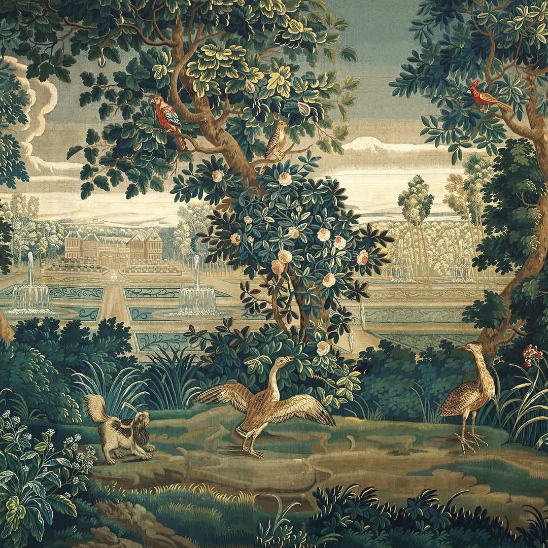 Artistic wall tapestry with water lily motif
