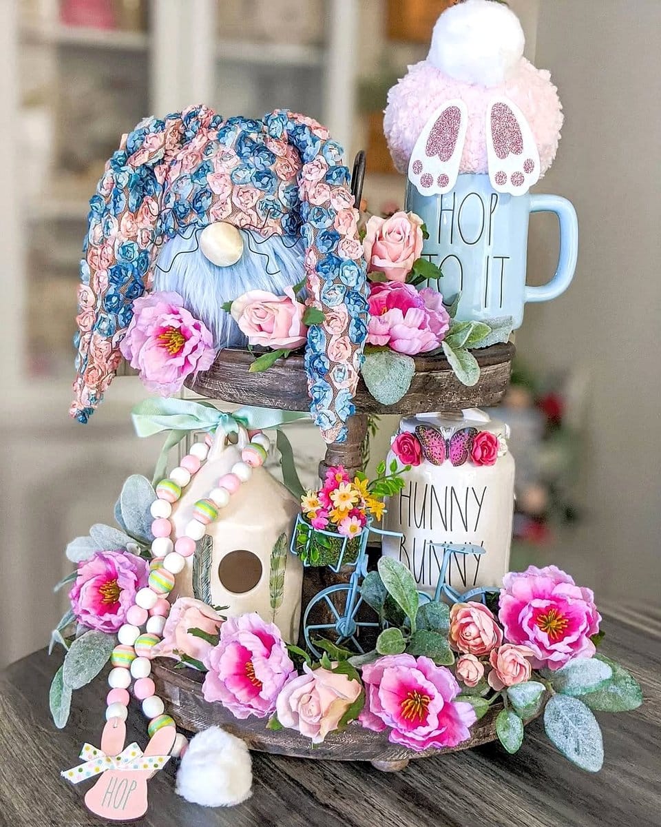 tiered plant stand with various plants