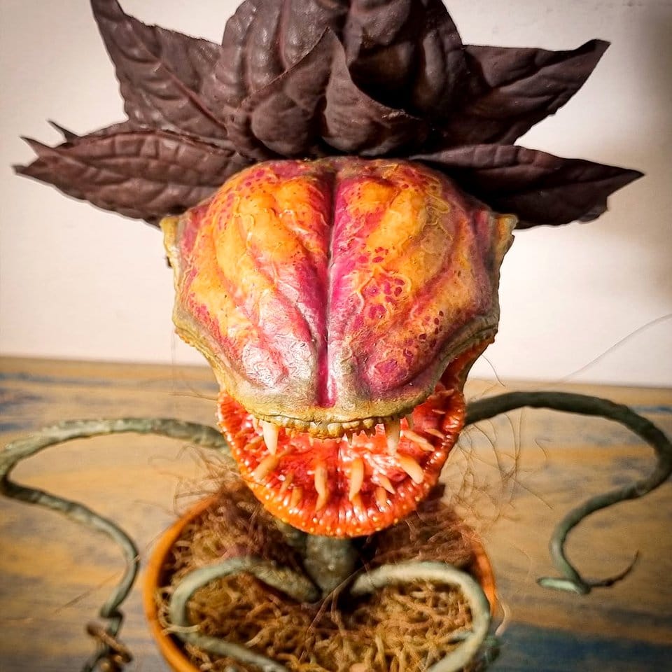 Skull with exotic carnivorous plants