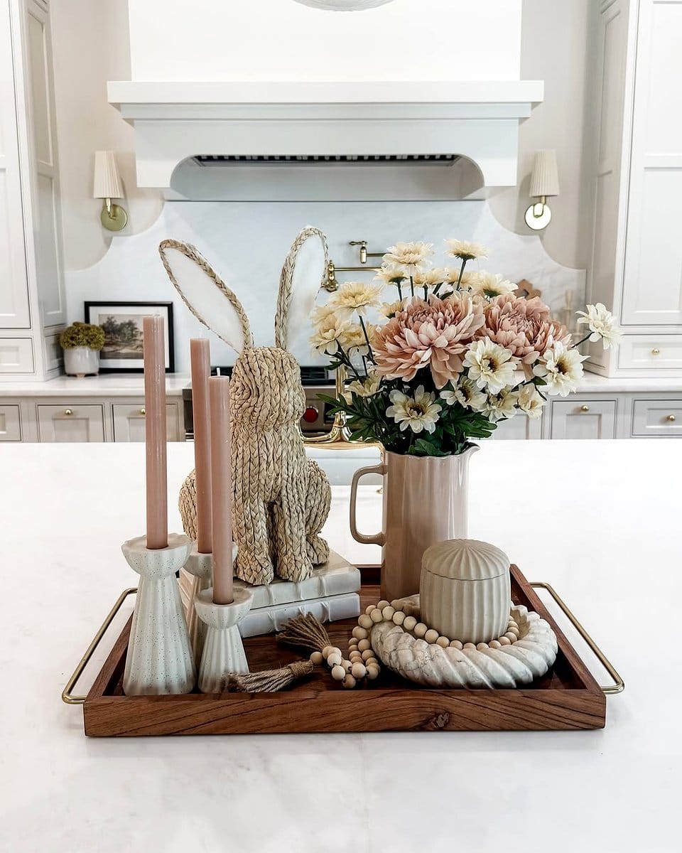 seasonal themed plant display on dresser