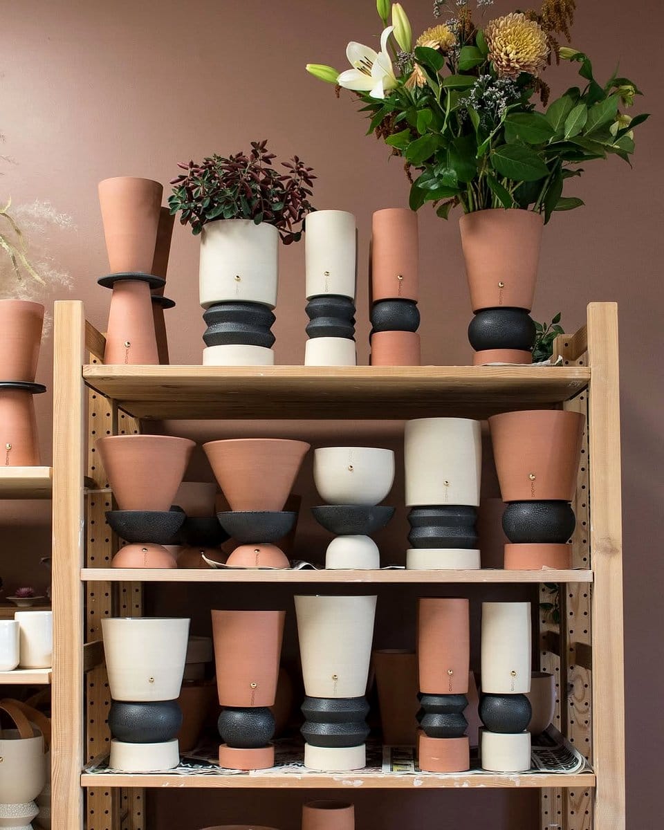 Geometric planter on coffee table