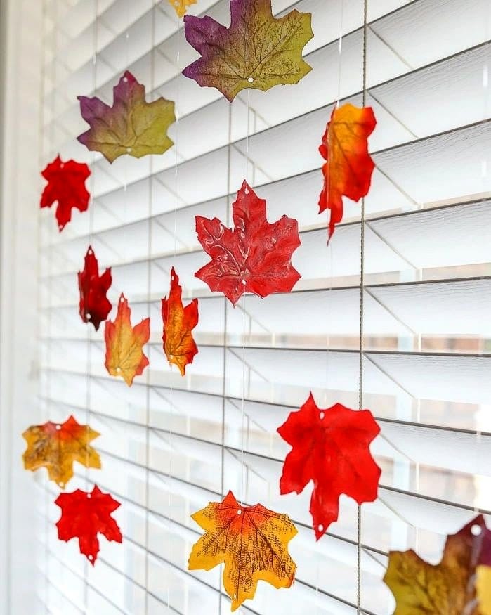autumn leaves in resin
