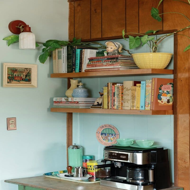 Light pastel floating wall shelves