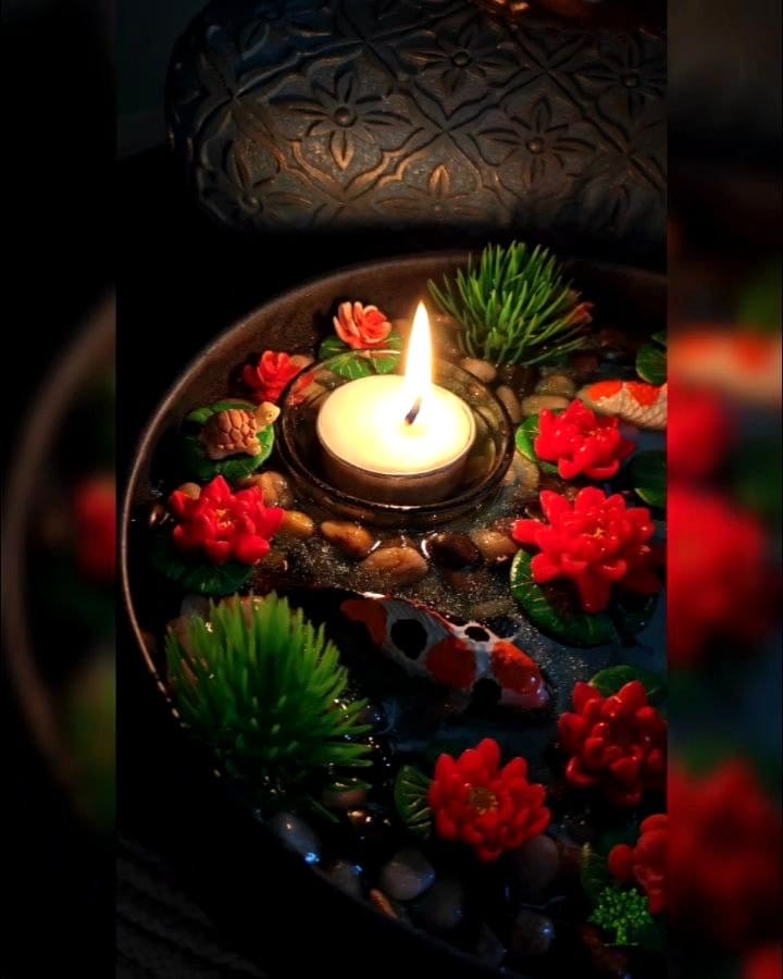 Living room decor with Lotus Pond ceramic pots