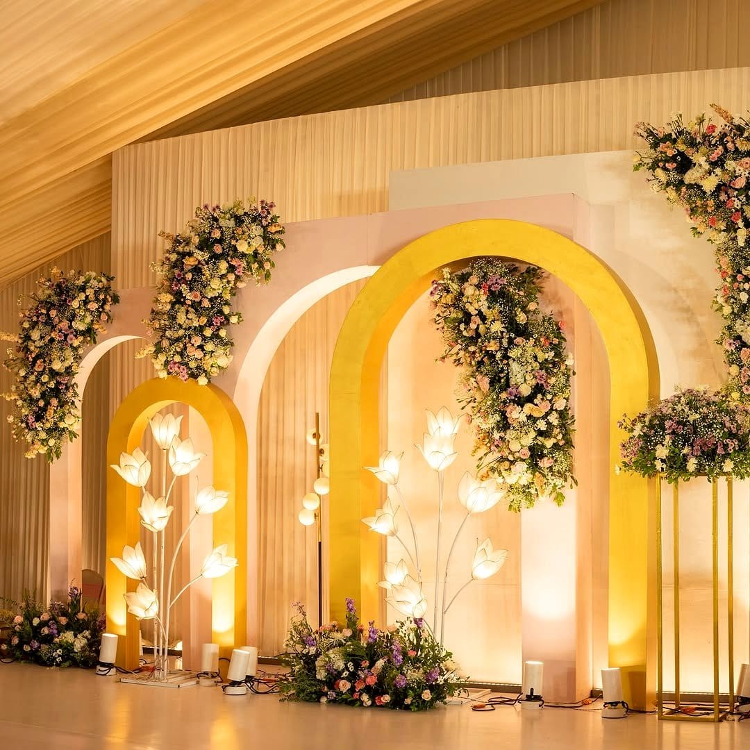 vine light fixture with floral accents