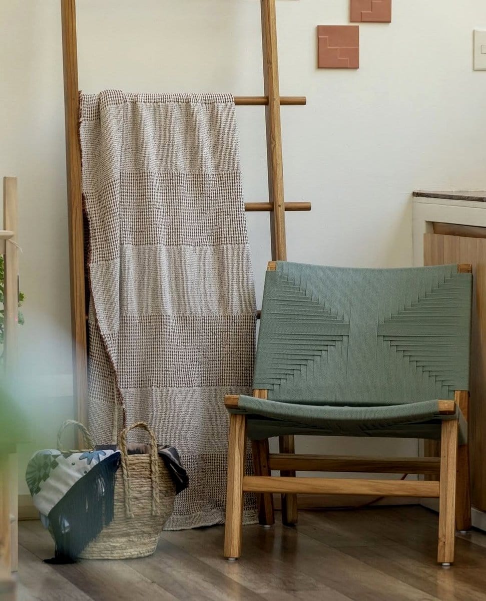 wooden ladder with towels