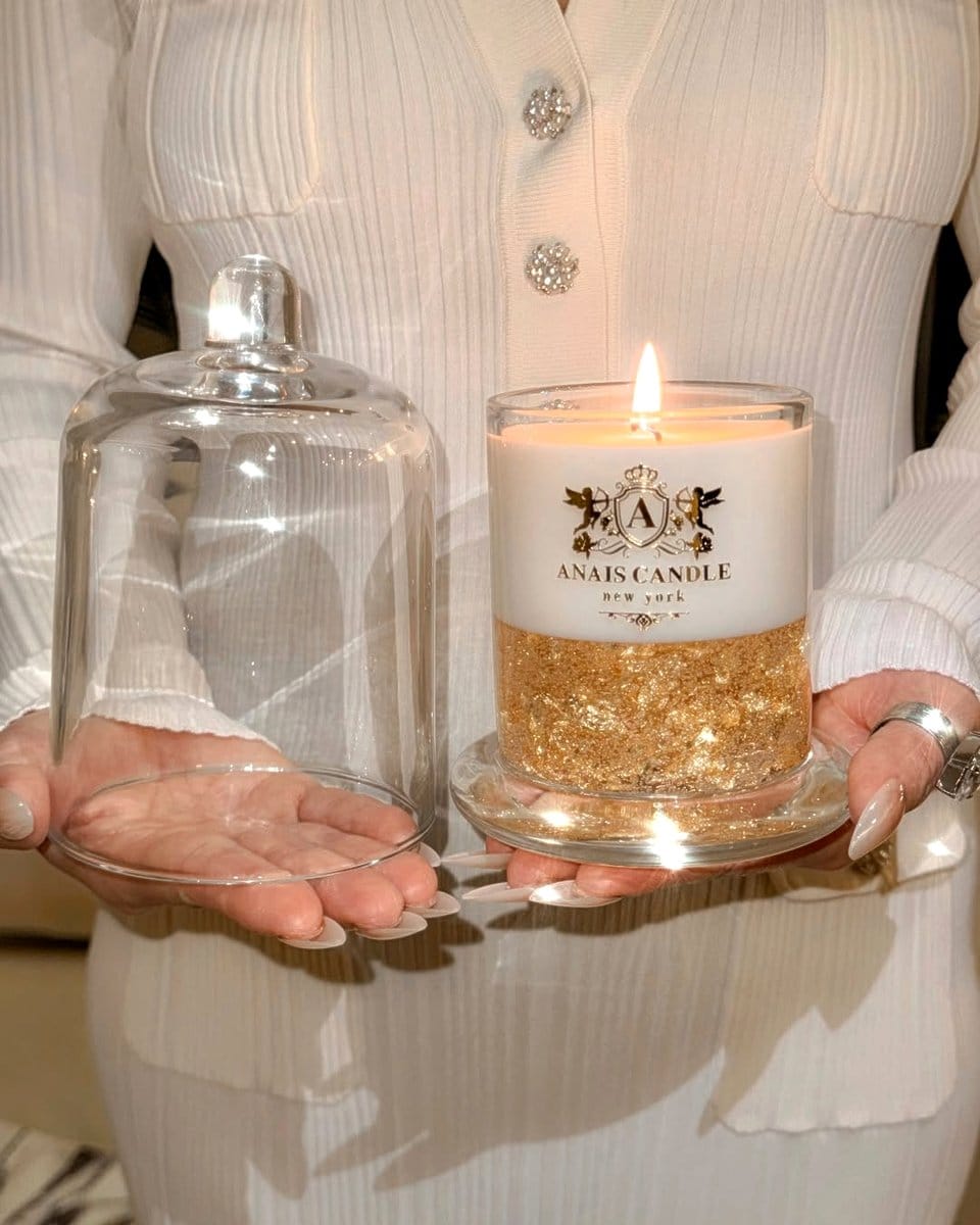 elegant glass cloche with candle