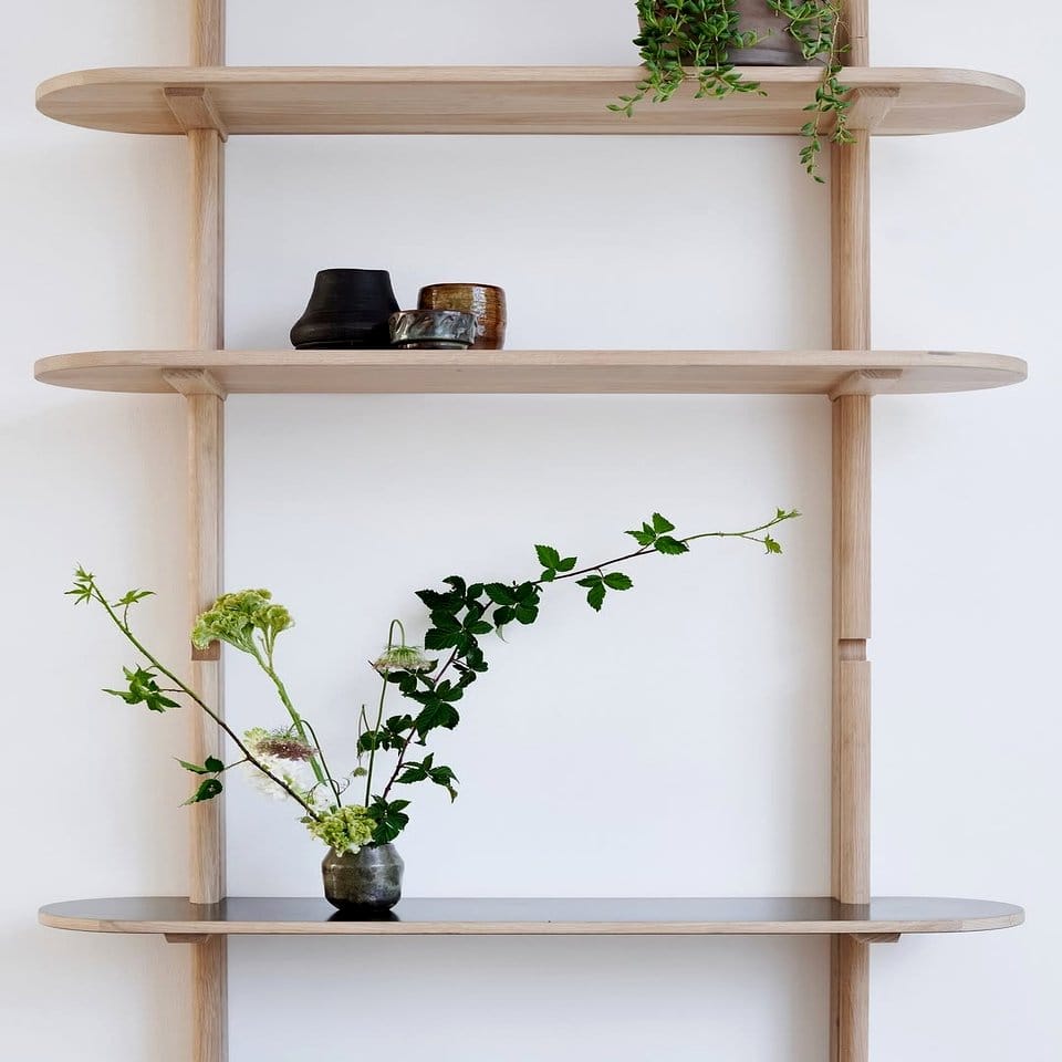 Scandinavian floating plant shelf setup